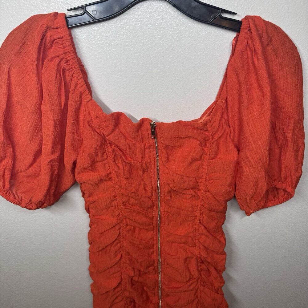 Moon River Ruched Puff Shoulder Bodycon Mini Dress in Red/Orange Women’s Size XS - Picture 8 of 8